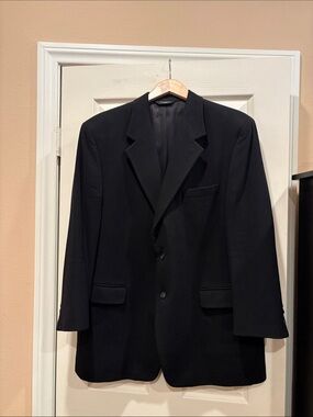 Vintage Joseph & Lyman Men's Black Cashmere Two-Button Blazer